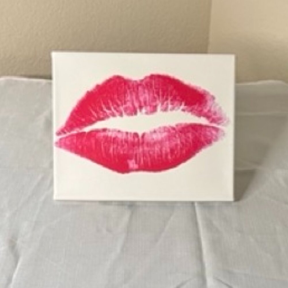 Red Lips Wall Art - For Offices, Bedrooms, and Dorms - Approx. 10" L X 8" W